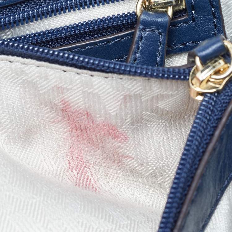 Pre Owned  Michael Kors Blue Quilted Denim and Leather Sloan Shoulder Bag