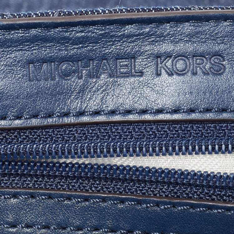 Pre Owned  Michael Kors Blue Quilted Denim and Leather Sloan Shoulder Bag