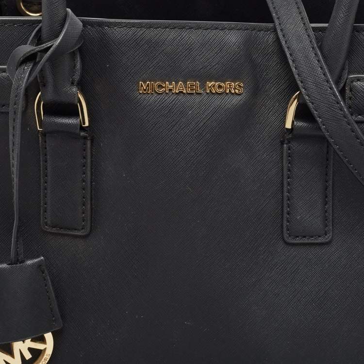Pre Owned Michael Kors Black Saffiano Leather Dillon North South Tote