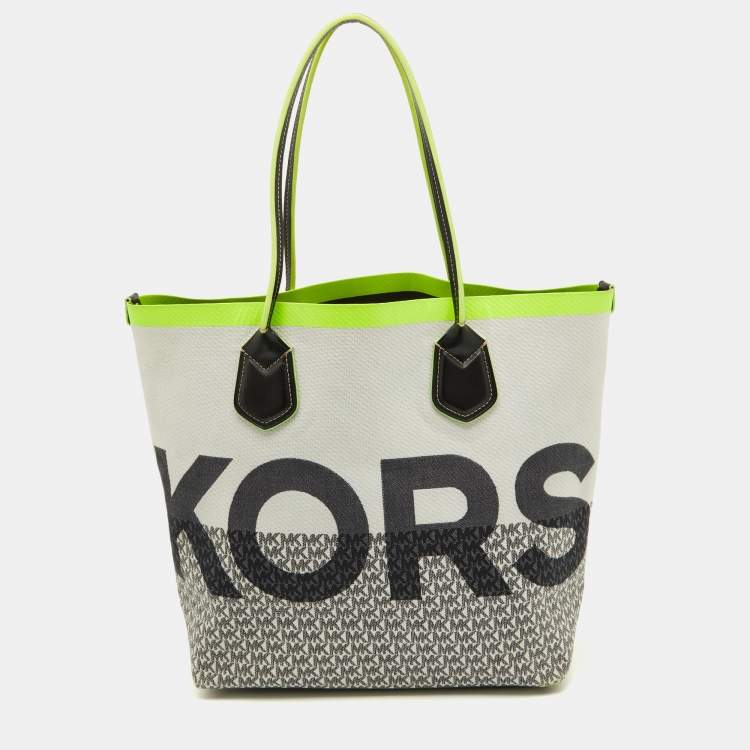 Pre Owned Michael Kors Multicolour Canvas and Leather Shopper Tote