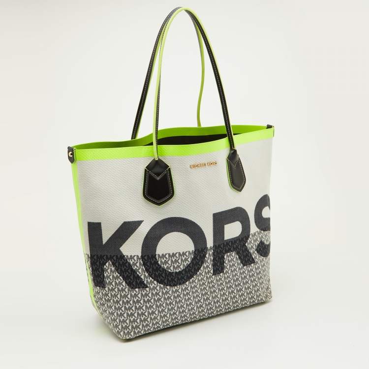 Pre Owned Michael Kors Multicolour Canvas and Leather Shopper Tote