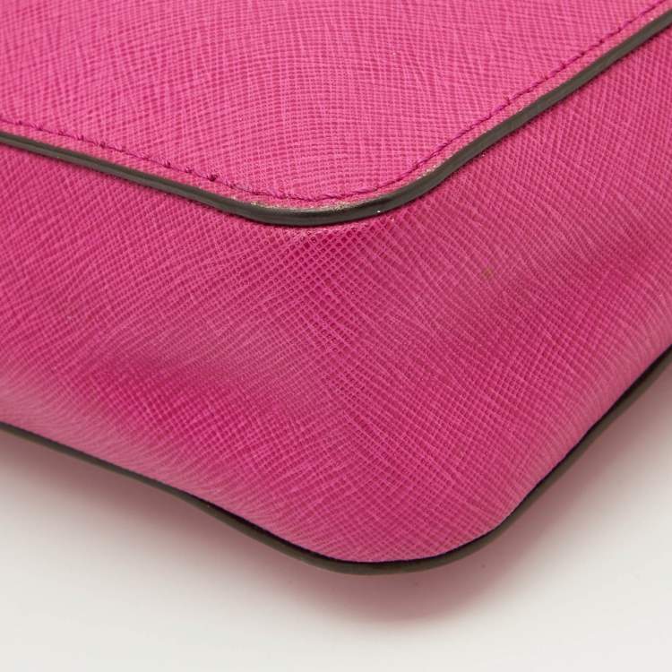 Pre Owned Michael Kors Pink Leather Jet Set Crossbody Bag