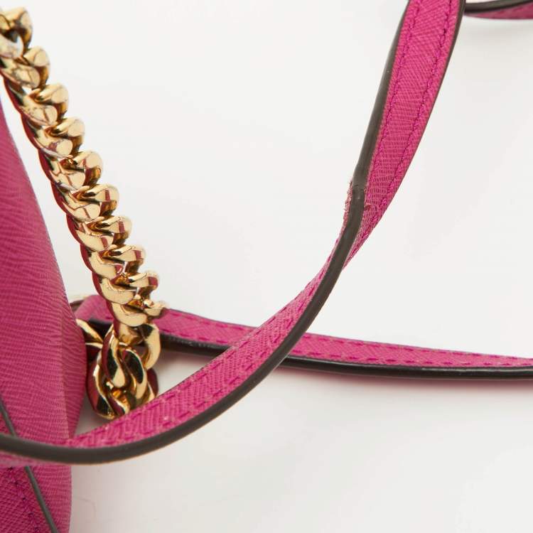 Pre Owned Michael Kors Pink Leather Jet Set Crossbody Bag