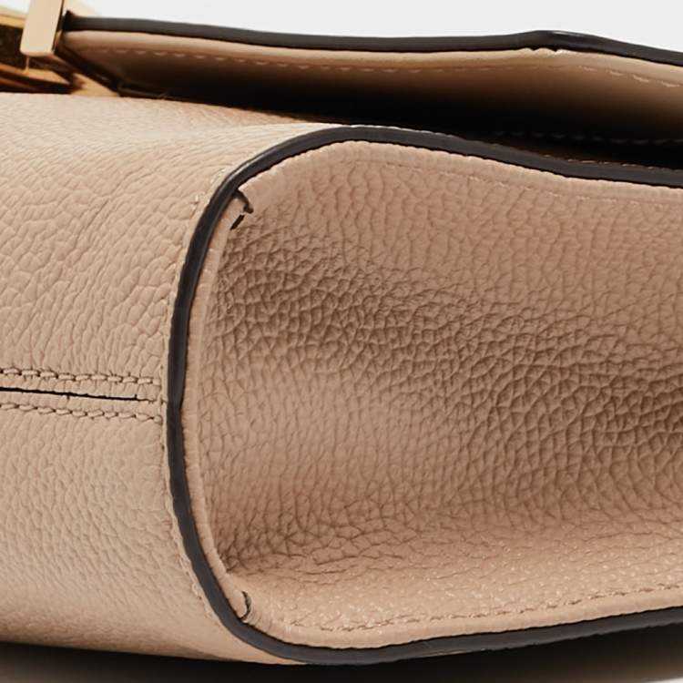 Pre Owned Michael Kors Beige Leather Montgomery Clutch Bag