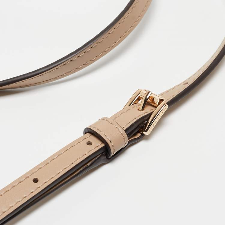 Pre Owned Michael Kors Beige Leather Montgomery Clutch Bag