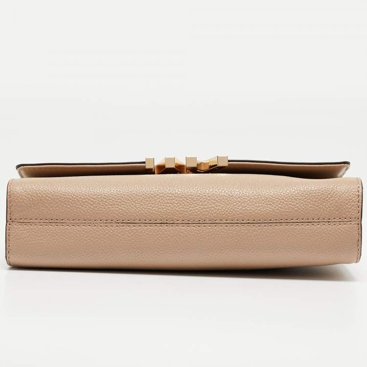 Pre Owned Michael Kors Beige Leather Montgomery Clutch Bag