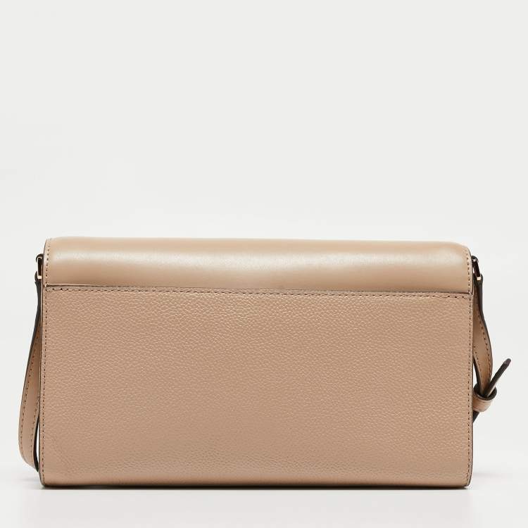Pre Owned Michael Kors Beige Leather Montgomery Clutch Bag