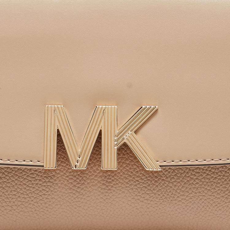 Pre Owned Michael Kors Beige Leather Montgomery Clutch Bag