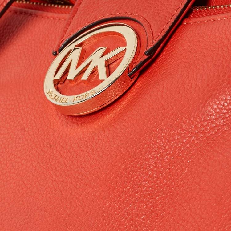 Pre Owned Michael Kors Orange Leather Large Fulton Crossbody Bag