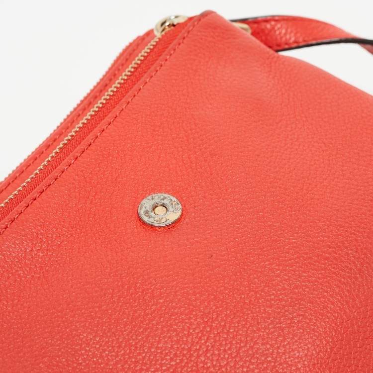 Pre Owned Michael Kors Orange Leather Large Fulton Crossbody Bag