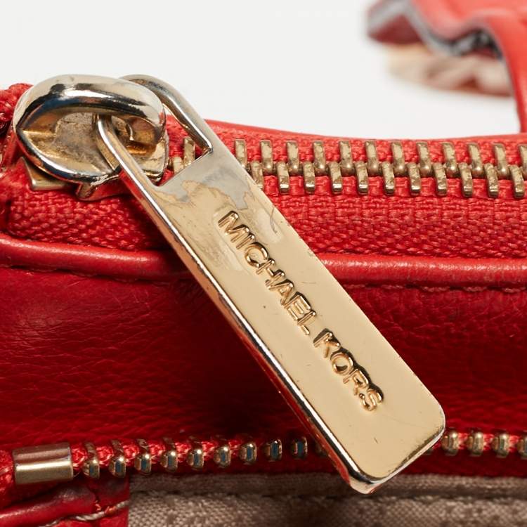 Pre Owned Michael Kors Orange Leather Large Fulton Crossbody Bag