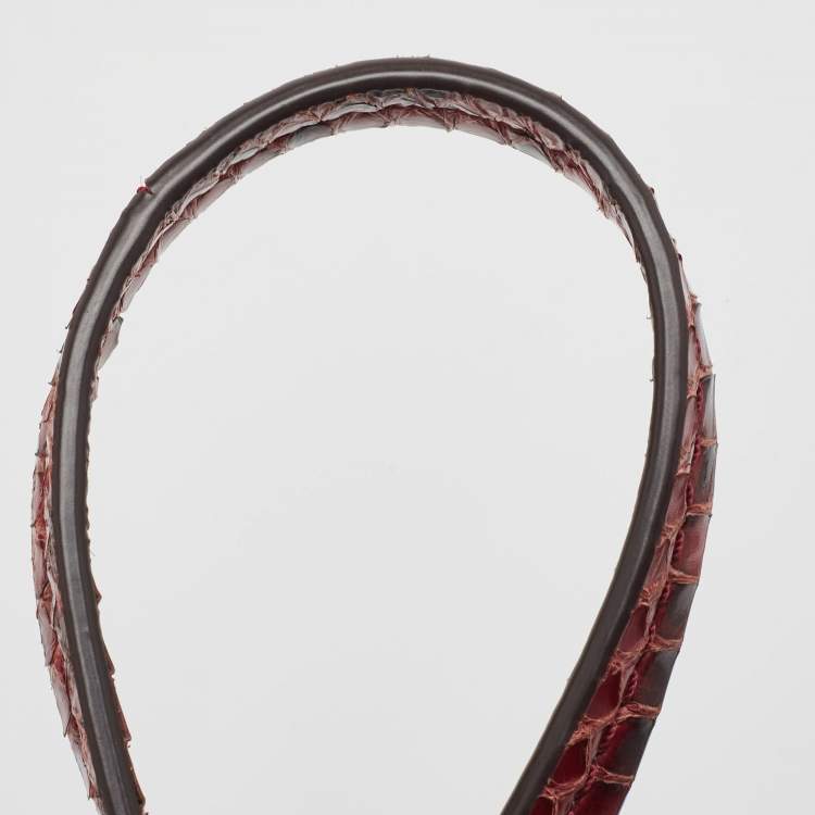 Pre Owned Michael Kors Burgundy/Black Python Leather Mini Mercer Satchel