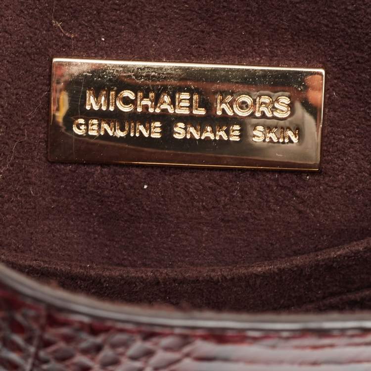 Pre Owned Michael Kors Burgundy/Black Python Leather Mini Mercer Satchel