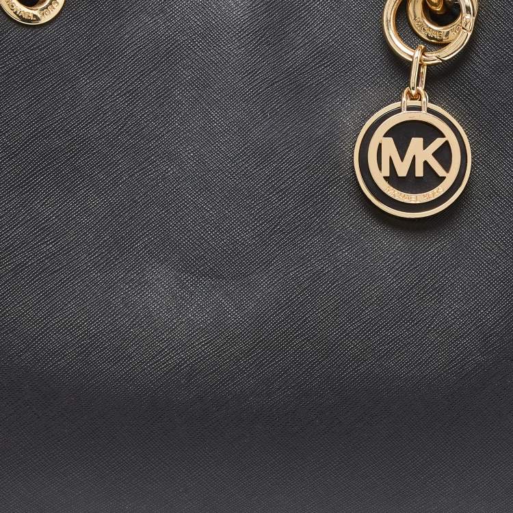Pre Owned MICHAEL Michael Kors Black Saffiano Leather Medium Cynthia Tote
