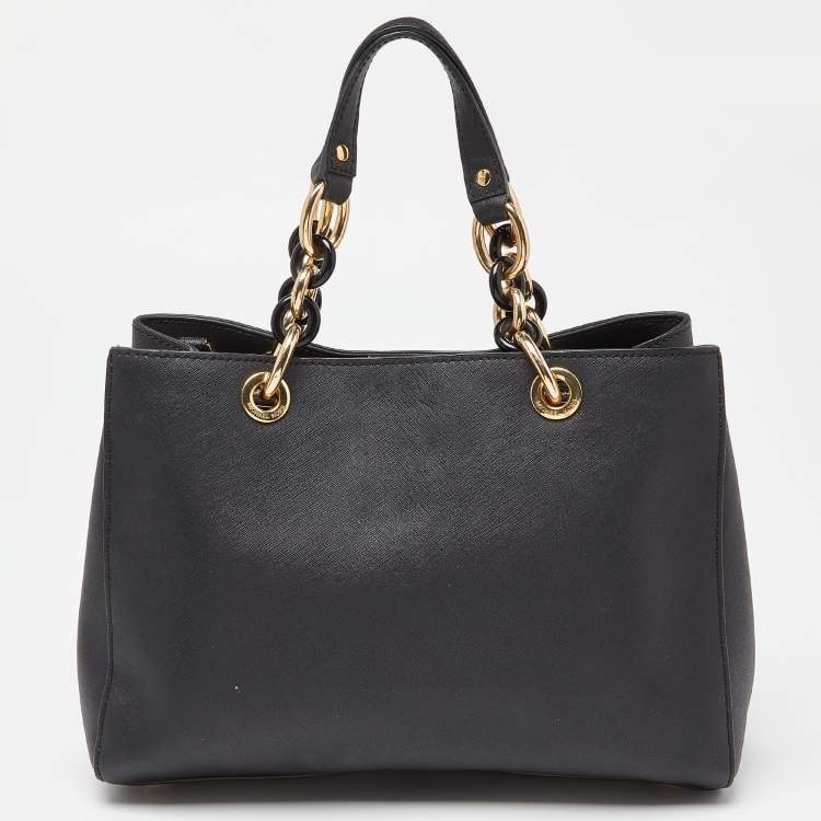 Pre Owned MICHAEL Michael Kors Black Saffiano Leather Medium Cynthia Tote