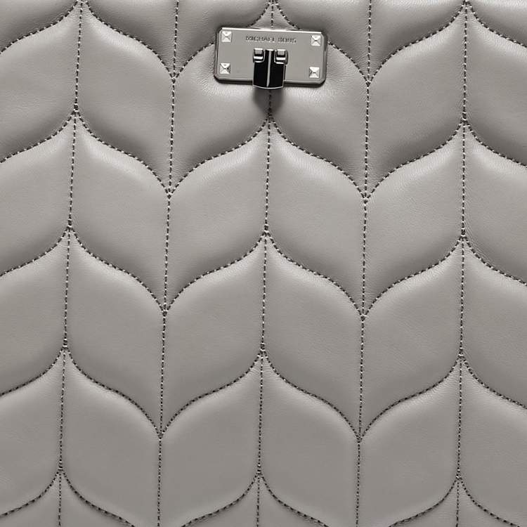 Pre Owned Michael Kors Grey Quilted Leather Peyton Large Convertible Tote