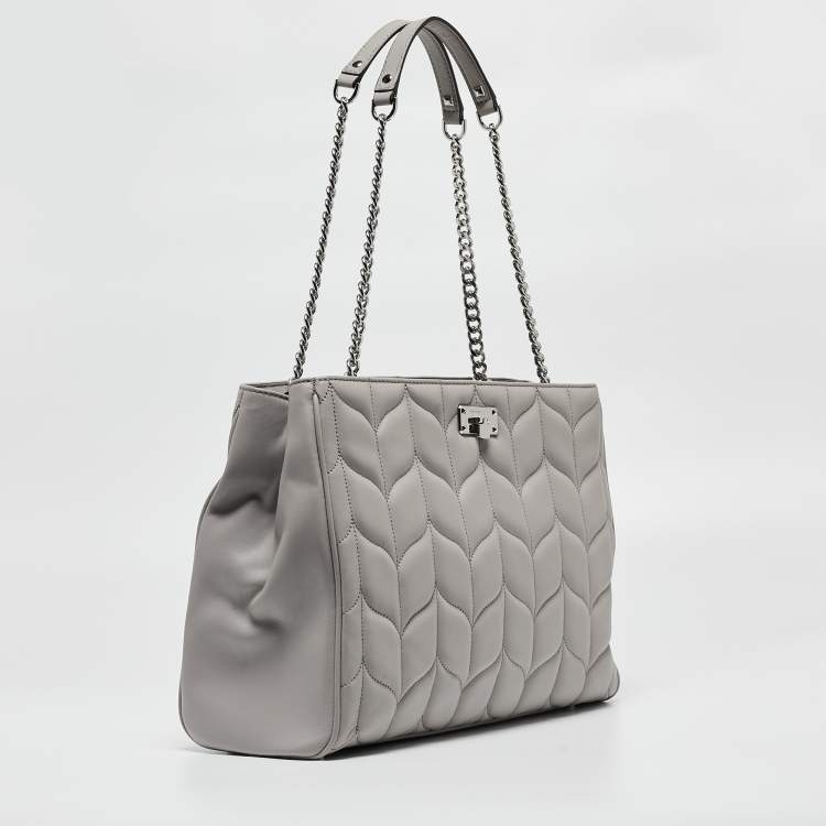 Pre Owned Michael Kors Grey Quilted Leather Peyton Large Convertible Tote