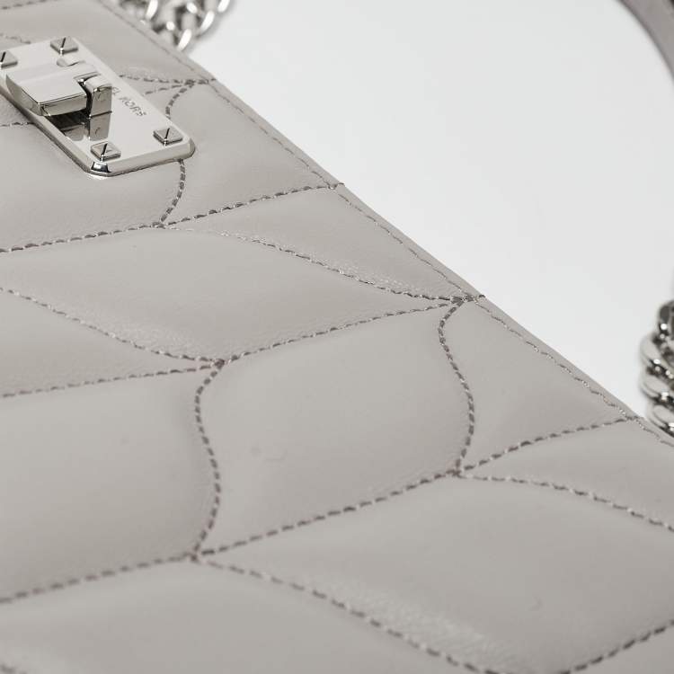 Pre Owned Michael Kors Grey Quilted Leather Peyton Large Convertible Tote