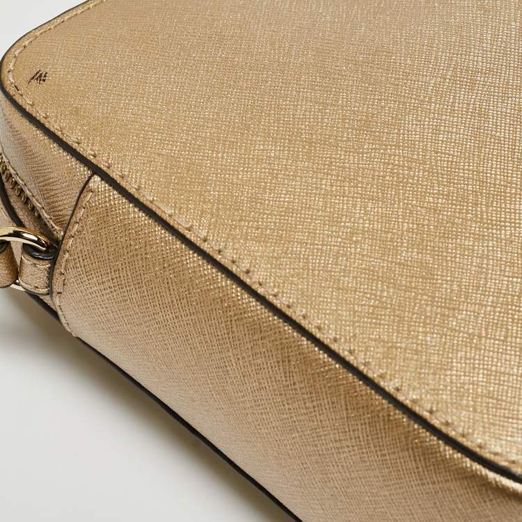 مملوكة مسبقًا Michael Kors Gold Leather Studded Camera Crossbody Bag