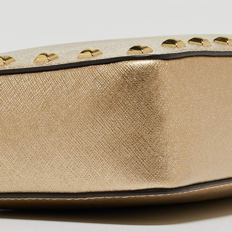 مملوكة مسبقًا Michael Kors Gold Leather Studded Camera Crossbody Bag