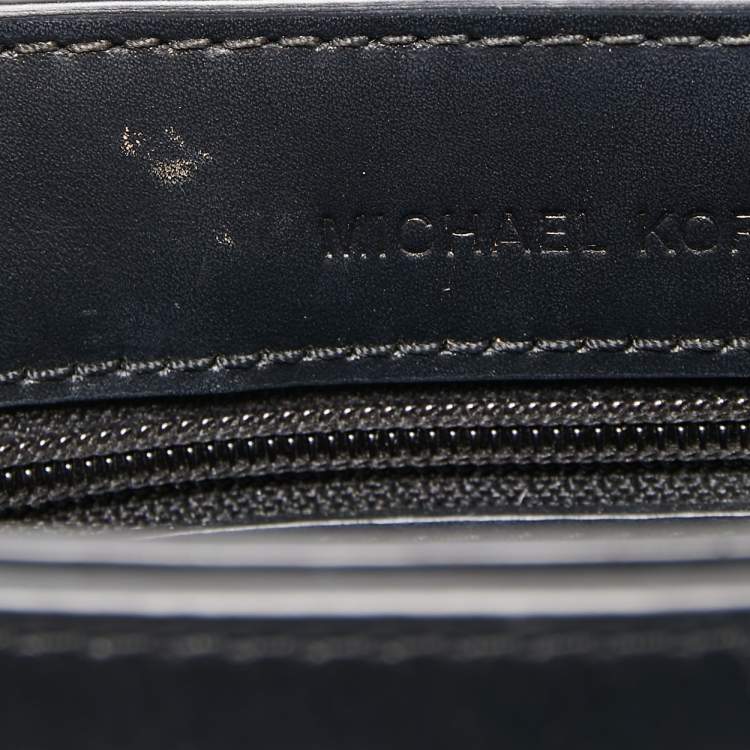 Pre Owned Michael Kors Gold/Black Python Embossed and Leather Sloan Shoulder Bag