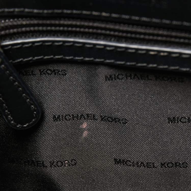 Pre Owned Michael Kors Gold/Black Python Embossed and Leather Sloan Shoulder Bag