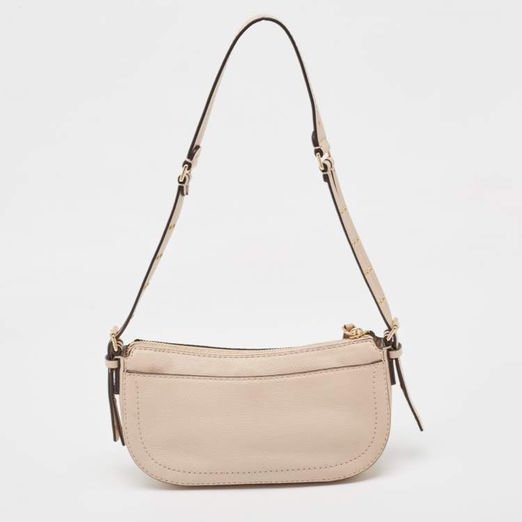 Pre Owned Michael Kors Light Pink Leather Camden Baguette Bag