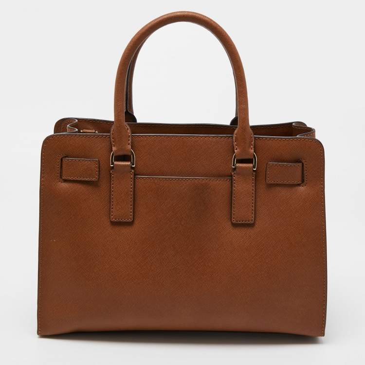 Pre Owned Michael Kors Brown Saffiano Leather Medium East West Dillon Tote