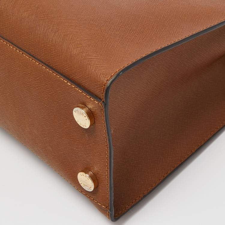 Pre Owned Michael Kors Brown Saffiano Leather Medium East West Dillon Tote