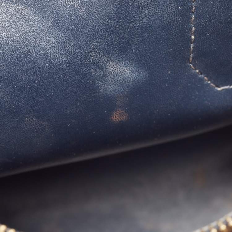 Pre Owned Michael Kors Grey/Blue Leather Mercer Satchel