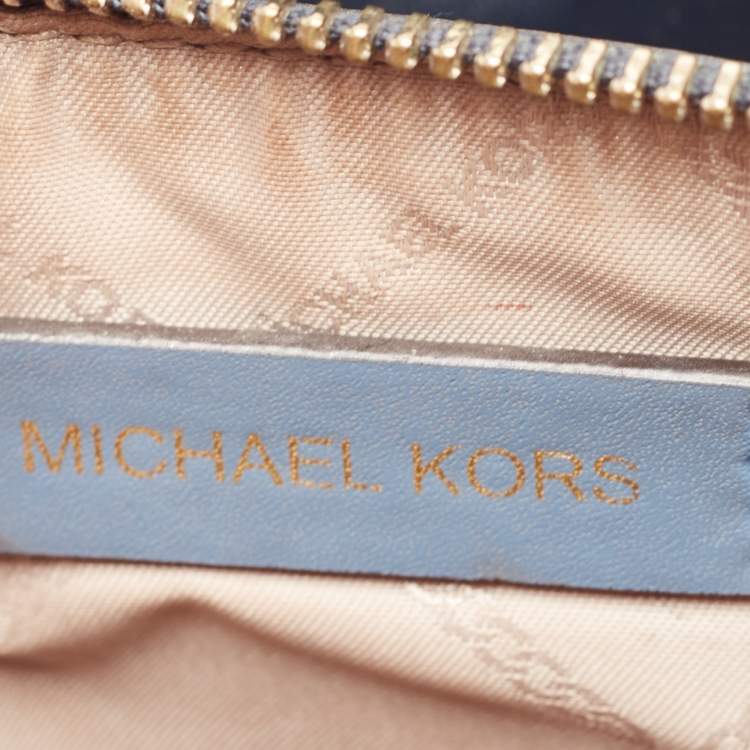 Pre Owned Michael Kors Grey/Blue Leather Mercer Satchel