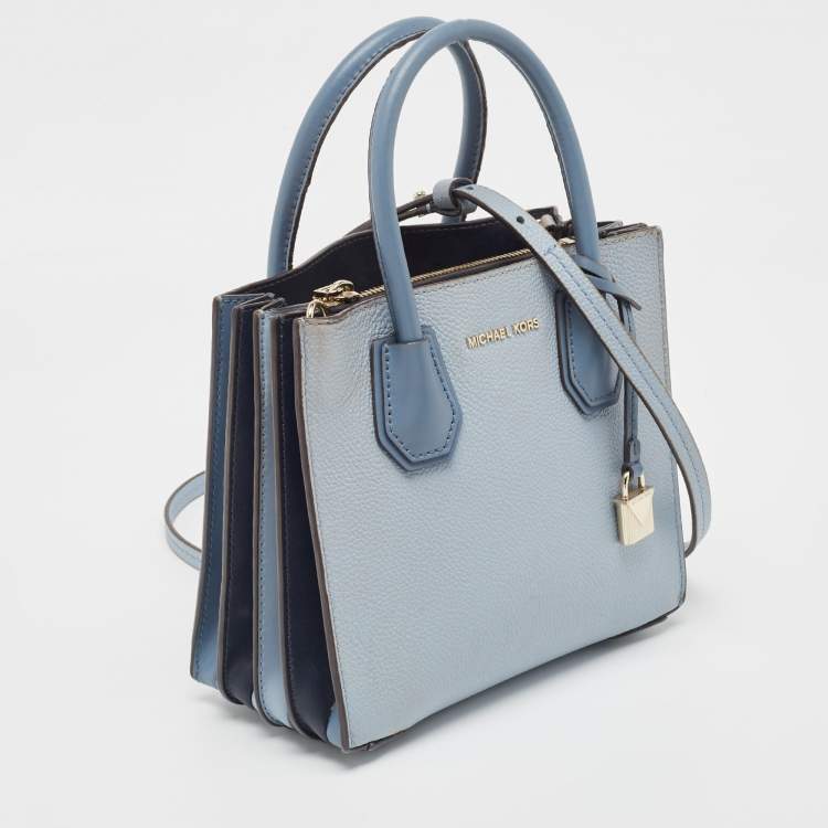 Pre Owned Michael Kors Grey/Blue Leather Mercer Satchel