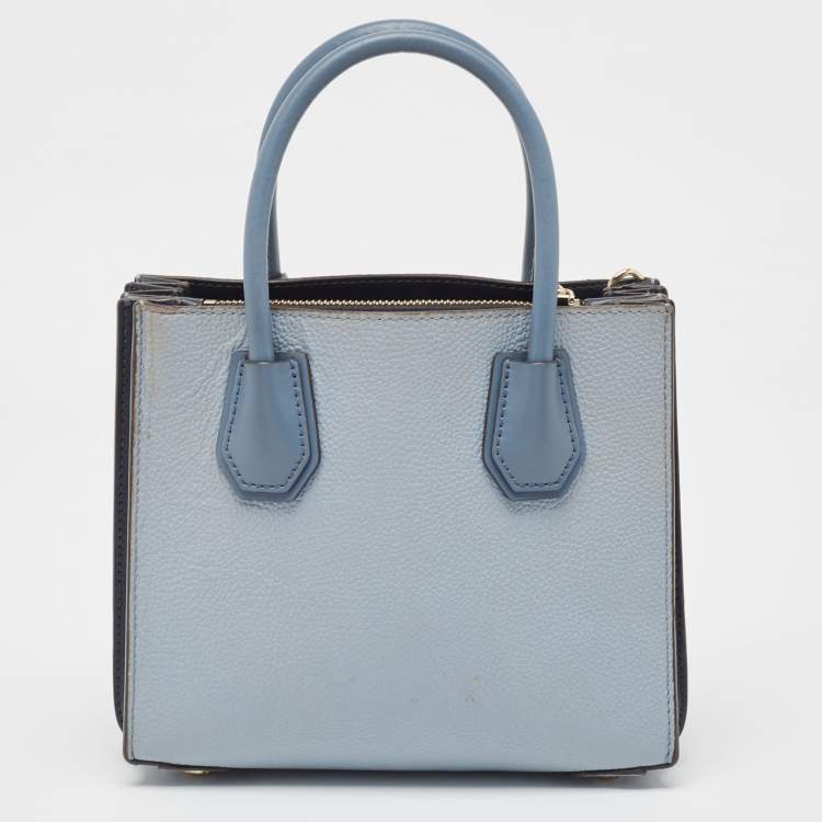 Pre Owned Michael Kors Grey/Blue Leather Mercer Satchel