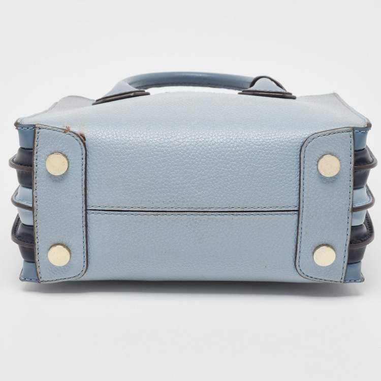 Pre Owned Michael Kors Grey/Blue Leather Mercer Satchel