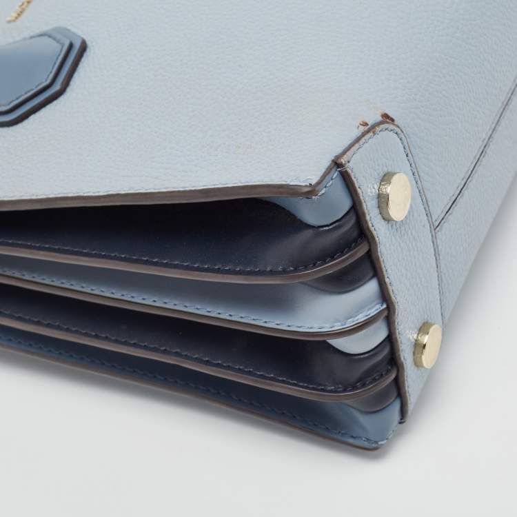 Pre Owned Michael Kors Grey/Blue Leather Mercer Satchel