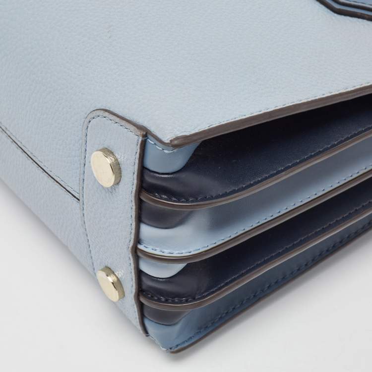 Pre Owned Michael Kors Grey/Blue Leather Mercer Satchel