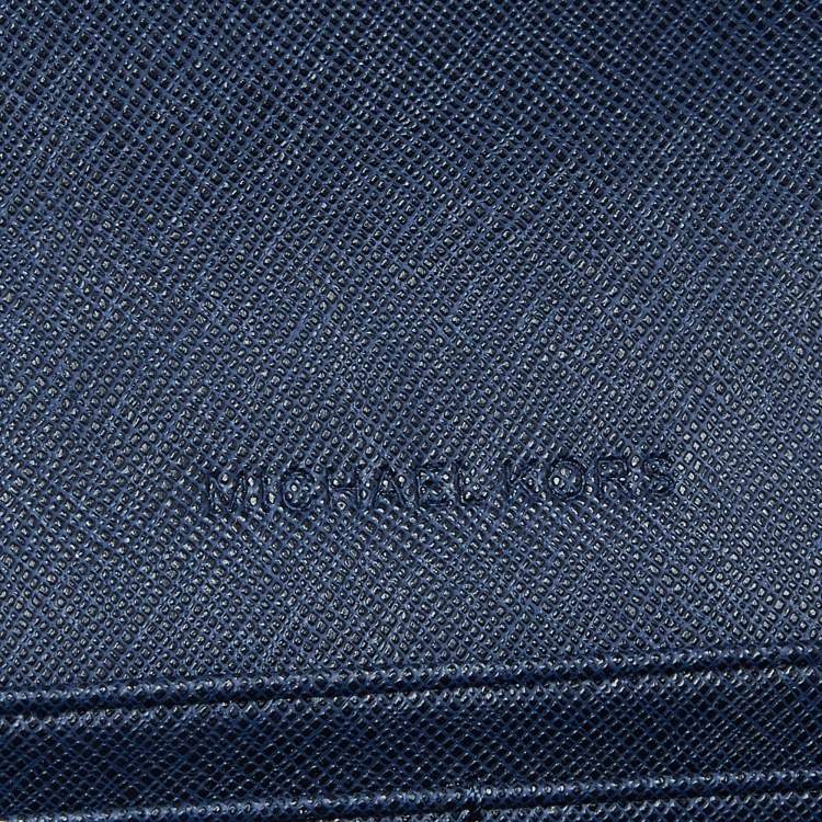 Pre Owned Michael Kors Blue Leather Jet Set Travel Wallet On Chain