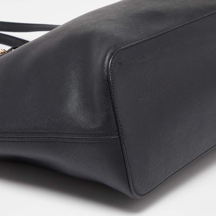 Pre Owned Michael Kors Black Leather Jet Set Travel Tote