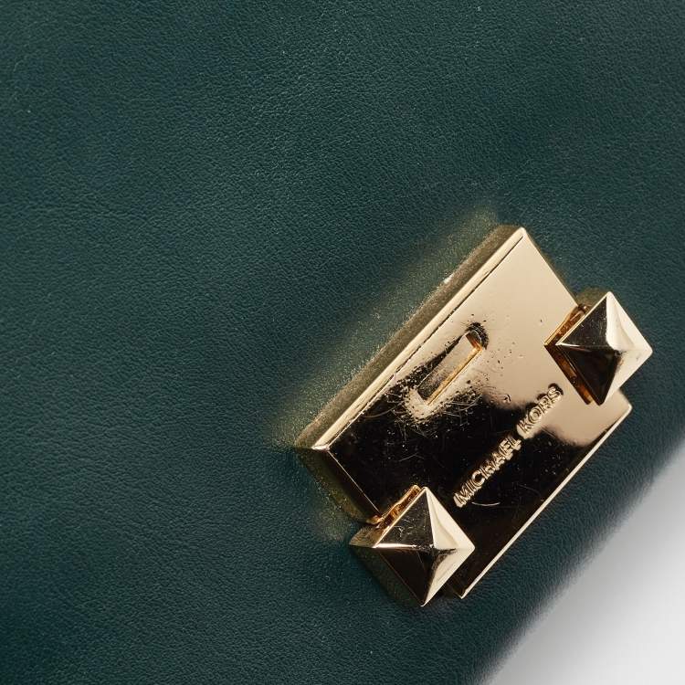 Pre Owned Michael Kors Green Emerald Leather Whitney Shoulder Bag
