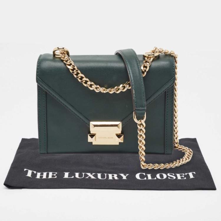 Pre Owned Michael Kors Green Emerald Leather Whitney Shoulder Bag