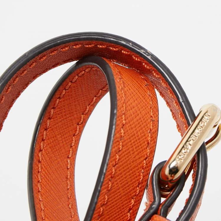 Pre Owned Michael Kors Orange/Brown Signature Coated Canvas and Leather Medium Ciara Satchel