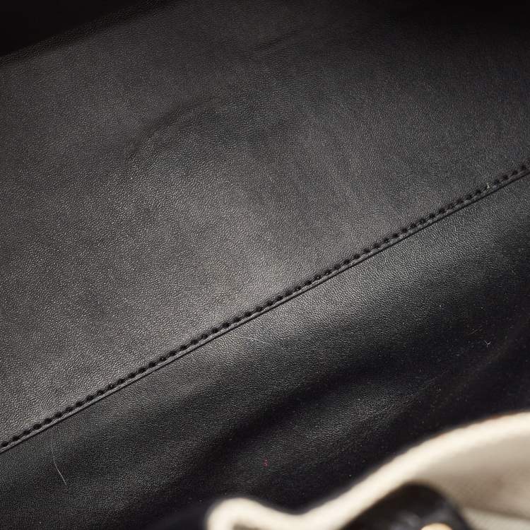 Pre Owned Michael Kors Off-white Canvas And Croc Embossed Leather Large Emilia Tote