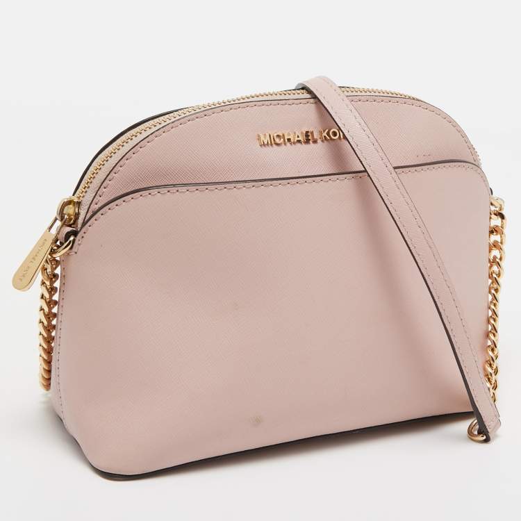 Pre Owned Michael Kors Pink Leather Emmy Crossbody Bag