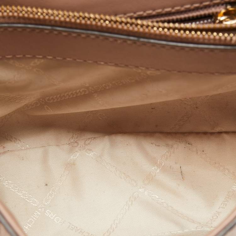 Pre Owned Michael Kors Old Rose Signature Coated Canvas and Leather Large Whitney Shoulder Bag