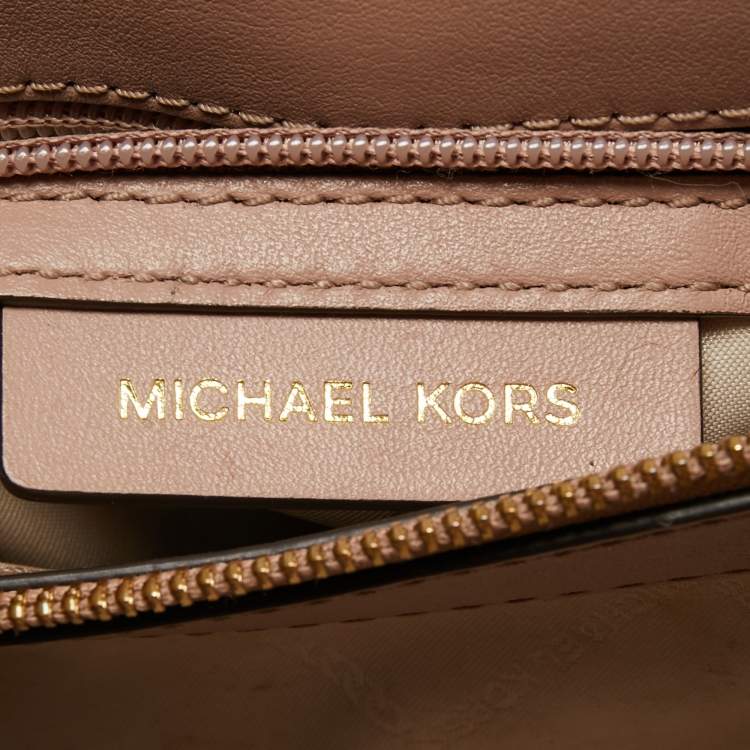 Pre Owned Michael Kors Old Rose Signature Coated Canvas and Leather Large Whitney Shoulder Bag