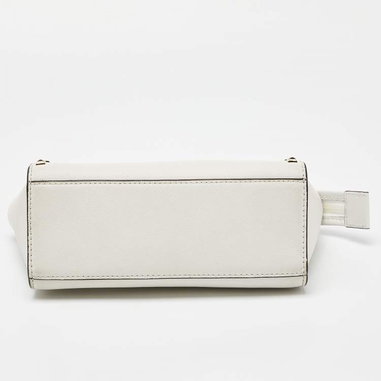 Pre Owned Michael Kors White Saffiano Studded Leather Small Selma Crossbody Bag