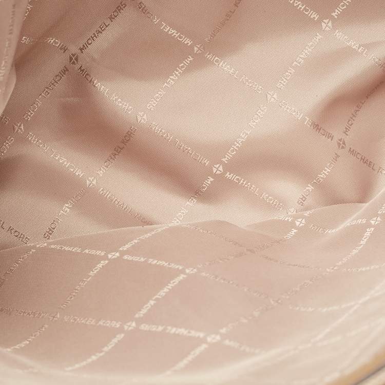 Pre Owned Michael Kors Beige Leather Large East West Walsh Shopper Tote