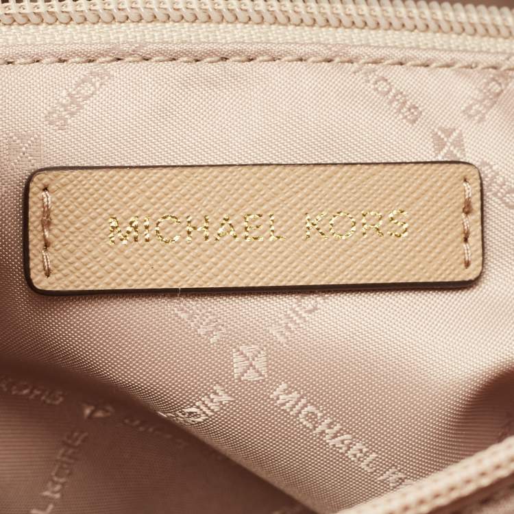 Pre Owned Michael Kors Beige Leather Large East West Walsh Shopper Tote