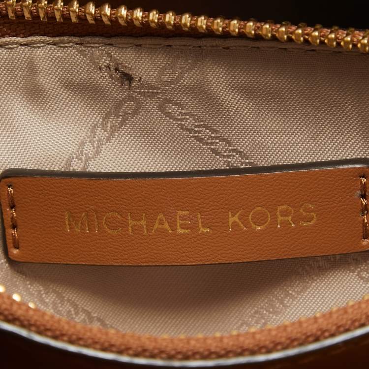 Pre Owned Michael Kors Two Tone Brown Signature Coated Canvas Small Mercer Tote