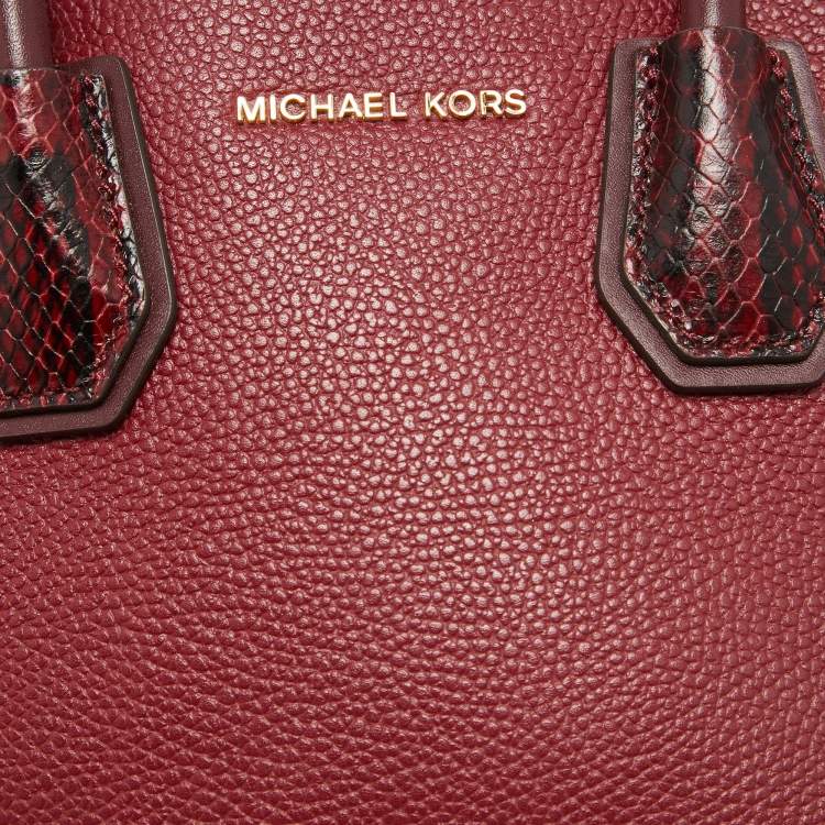 Pre Owned Michael Kors Red/Burgundy Leather Small Mercer Tote
